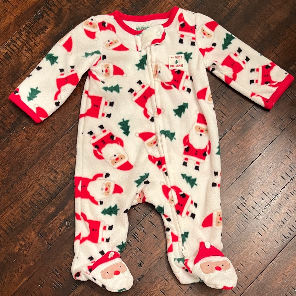 Carter’s First Christmas Fleece Footed Onesie